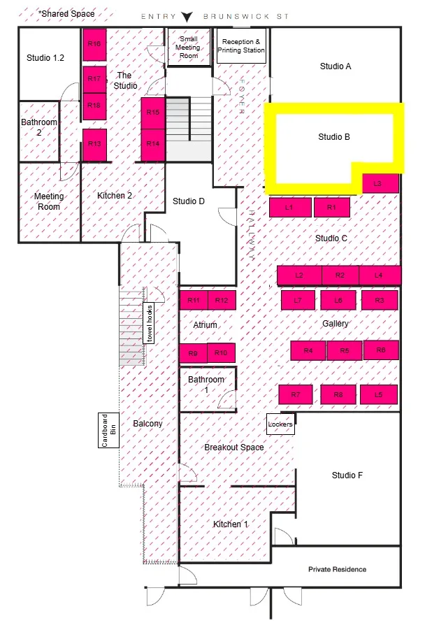 Studio B — private office floor plan